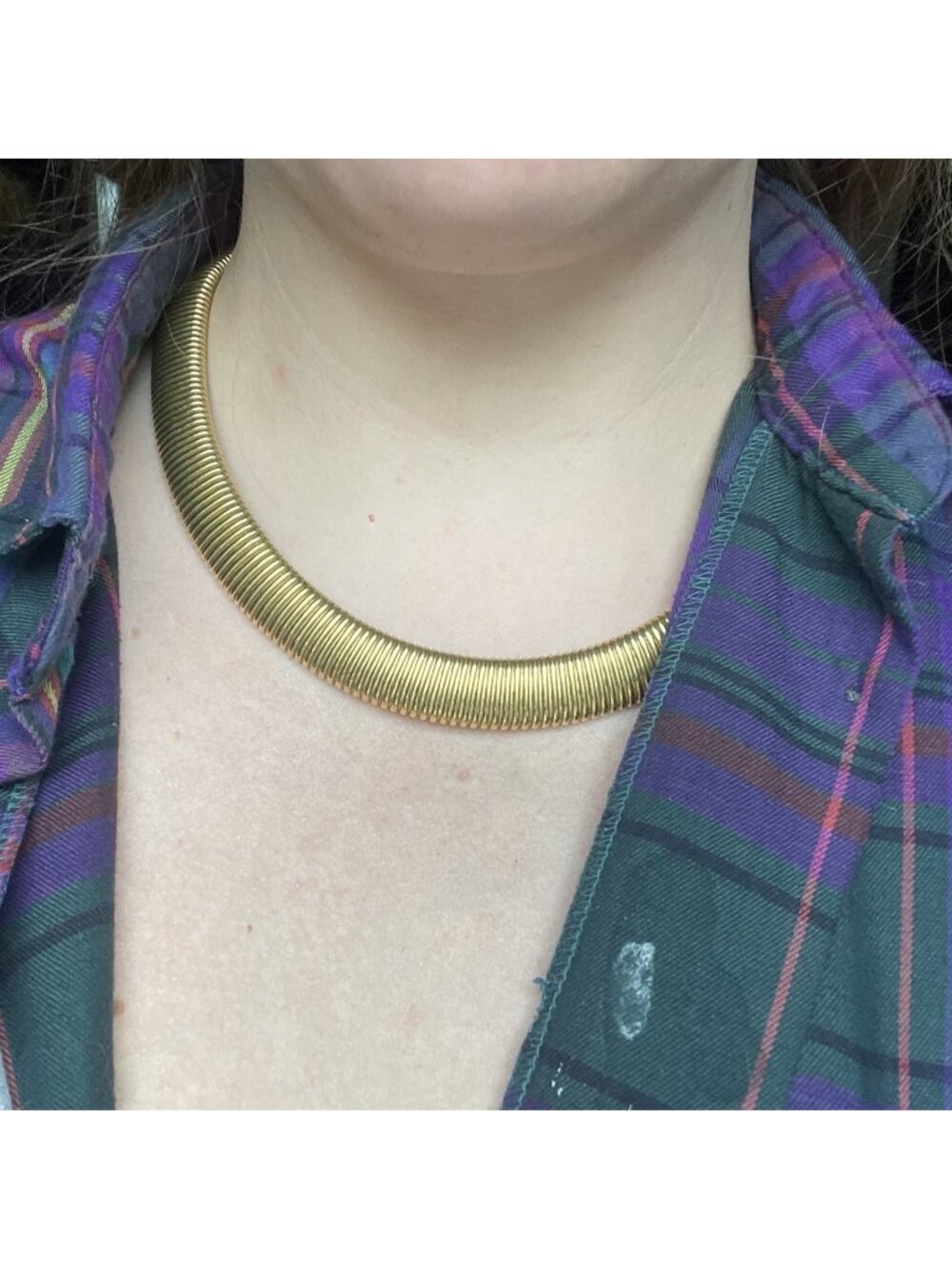 6.5" d. RETRO Minimalist Vintage Monet Tubogas Omega Collar Gold Tone Necklace